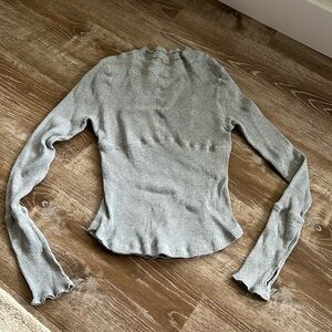 Free People Ribbed Gray Long Sleeve